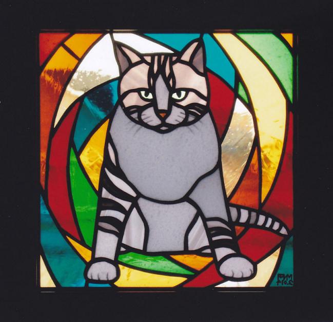 猫｜ステンドグラス工房福井｜すてんどぐらす・オリビエ｜福井県のステンドグラス制作・修理・注文｜北陸・石川・富山・全国発送可